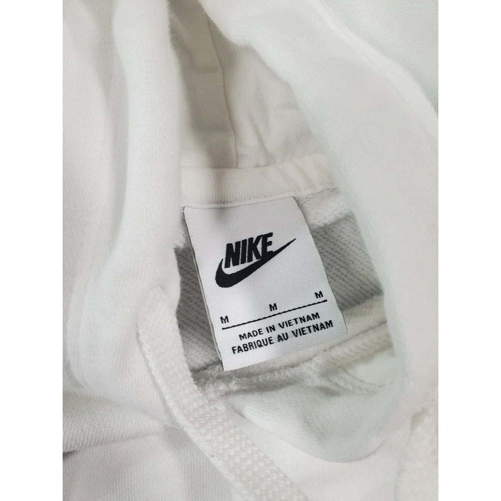 Nike Sportswear Club Fleece Hoodie Womens Sz Medium White Drawstring Gym Workout